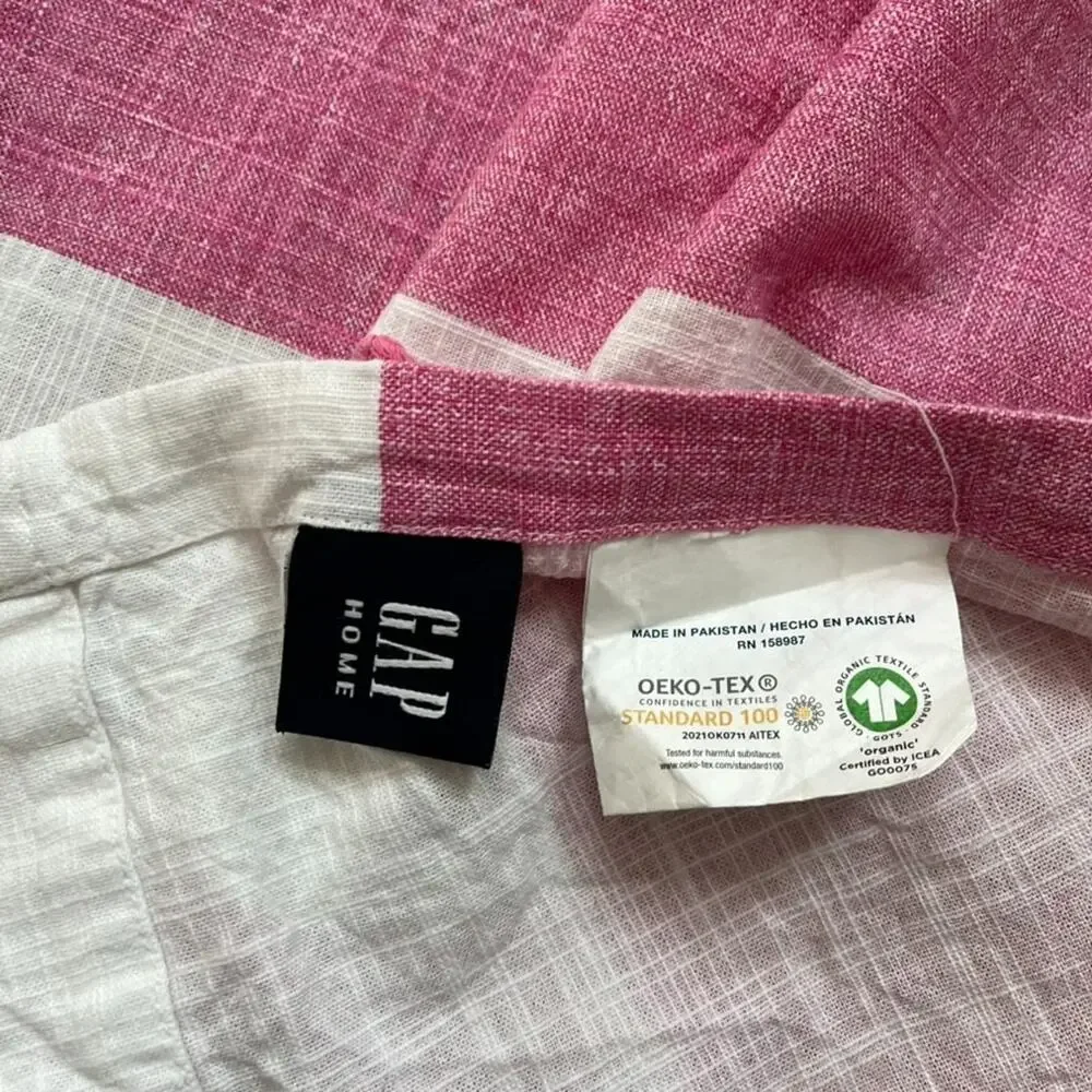 2 GAP Home Organic Cotton Pink Ombre Striped Window Curtain Panels 48x95
